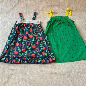 2 Hanna Andersson Sundresses with Apples and Tulips and Bees